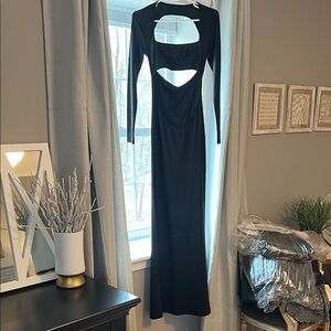 Elegant Black Cut-Out Maxi Dress